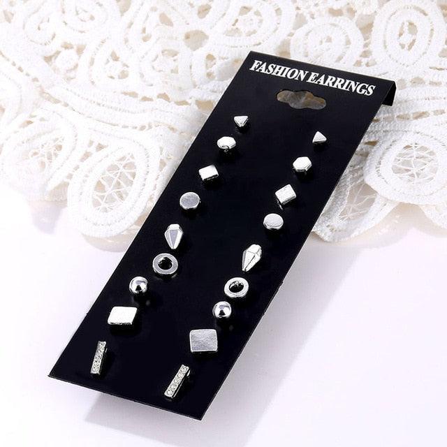 EN 12 Pairs Flower Women'S Earrings Set Pearl Crystal Stud Earrings Boho Geometric Tassel Earrings For Women 2020 Jewelry Gift - dealskart.com.au