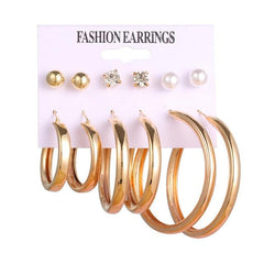 EN 12 Pairs Flower Women'S Earrings Set Pearl Crystal Stud Earrings Boho Geometric Tassel Earrings For Women 2020 Jewelry Gift - dealskart.com.au