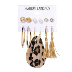 EN 12 Pairs Flower Women'S Earrings Set Pearl Crystal Stud Earrings Boho Geometric Tassel Earrings For Women 2020 Jewelry Gift - dealskart.com.au