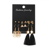 FNIO Women's Earrings Set Pearl Earrings For Women Bohemian Fashion Jewelry 2020 Geometric Crystal Heart Stud Earrings - dealskart.com.au