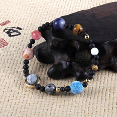 Galaxy Solar System Bracelet Universe Nine Planets Natural Stone Stars Earth Moon Bracelet For Women Man Fashion Jewelry - dealskart.com.au