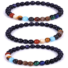 Galaxy Solar System Bracelet Universe Nine Planets Natural Stone Stars Earth Moon Bracelet For Women Man Fashion Jewelry - dealskart.com.au