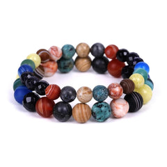 Galaxy Solar System Bracelet Universe Nine Planets Natural Stone Stars Earth Moon Bracelet For Women Man Fashion Jewelry - dealskart.com.au