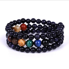 Galaxy Solar System Bracelet Universe Nine Planets Natural Stone Stars Earth Moon Bracelet For Women Man Fashion Jewelry - dealskart.com.au