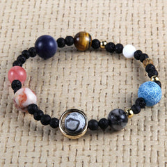 Galaxy Solar System Bracelet Universe Nine Planets Natural Stone Stars Earth Moon Bracelet For Women Man Fashion Jewelry - dealskart.com.au