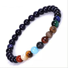 Galaxy Solar System Bracelet Universe Nine Planets Natural Stone Stars Earth Moon Bracelet For Women Man Fashion Jewelry - dealskart.com.au