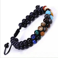 Galaxy Solar System Bracelet Universe Nine Planets Natural Stone Stars Earth Moon Bracelet For Women Man Fashion Jewelry - dealskart.com.au