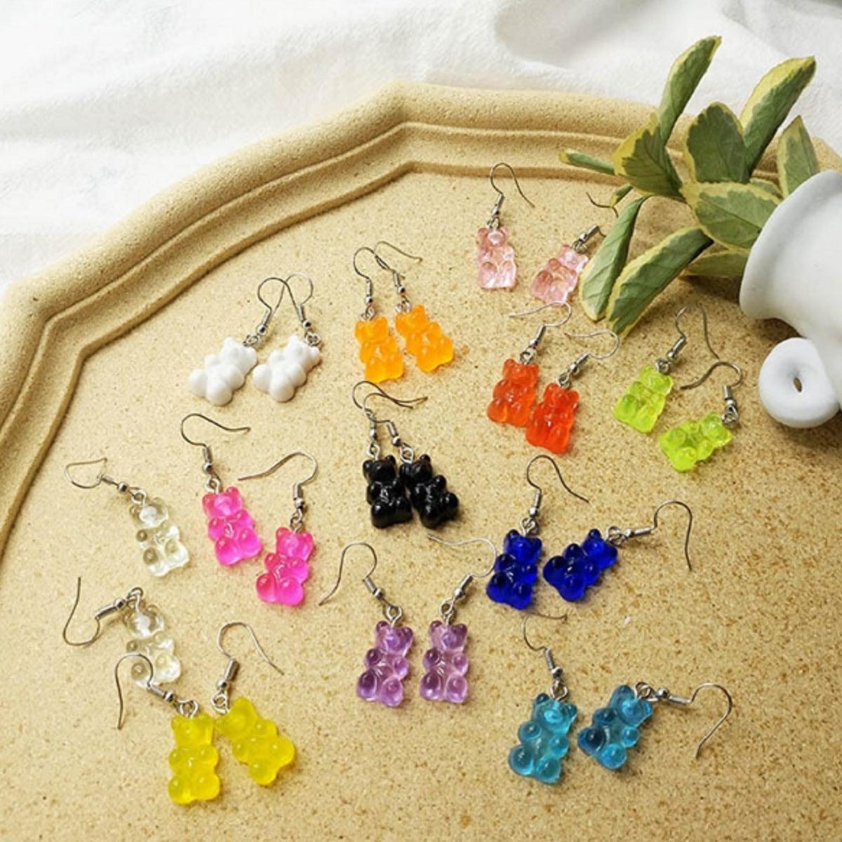 Guangtuo Dangle Drop Polychromatic Bear Stud Earrings - For Women/ Girls - dealskart.com.au