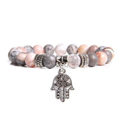 Handmade Natural Stone Lotus Ohm Buddha Beads Bracelet Pink Zebra Stone Lotus Charm Bracelet for Women Men Yoga Jewelry Gifts - dealskart.com.au