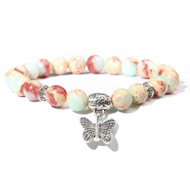 Handmade Natural Stone Lotus Ohm Buddha Beads Bracelet Pink Zebra Stone Lotus Charm Bracelet for Women Men Yoga Jewelry Gifts - dealskart.com.au