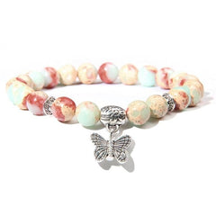 Handmade Natural Stone Lotus Ohm Buddha Beads Bracelet Pink Zebra Stone Lotus Charm Bracelet for Women Men Yoga Jewelry Gifts - dealskart.com.au