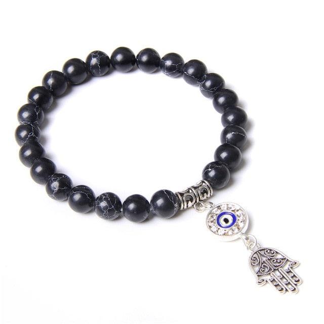 Handmade Natural Stone Lotus Ohm Buddha Beads Bracelet Pink Zebra Stone Lotus Charm Bracelet for Women Men Yoga Jewelry Gifts - dealskart.com.au