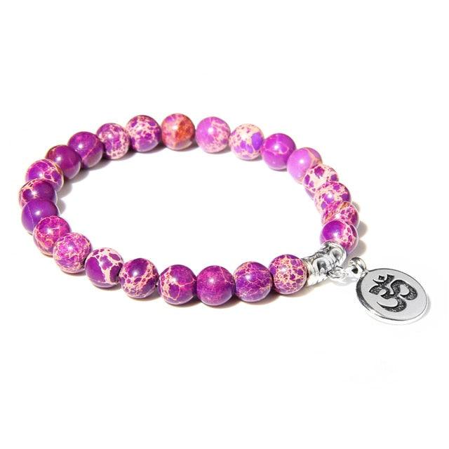 Handmade Natural Stone Lotus Ohm Buddha Beads Bracelet Pink Zebra Stone Lotus Charm Bracelet for Women Men Yoga Jewelry Gifts - dealskart.com.au