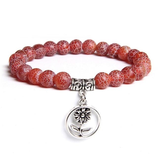 Handmade Natural Stone Lotus Ohm Buddha Beads Bracelet Pink Zebra Stone Lotus Charm Bracelet for Women Men Yoga Jewelry Gifts - dealskart.com.au