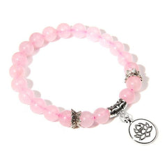 Handmade Natural Stone Lotus Ohm Buddha Beads Bracelet Pink Zebra Stone Lotus Charm Bracelet for Women Men Yoga Jewelry Gifts - dealskart.com.au