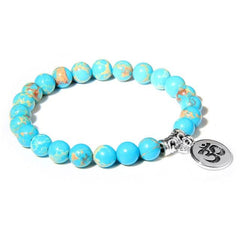 Handmade Natural Stone Lotus Ohm Buddha Beads Bracelet Pink Zebra Stone Lotus Charm Bracelet for Women Men Yoga Jewelry Gifts - dealskart.com.au