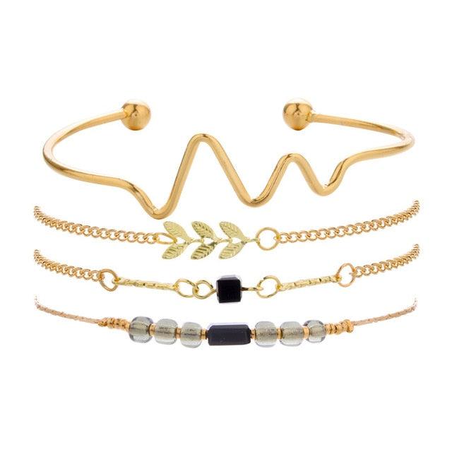 HiMen Stylish Multi Strand Chain Bracelet - Gold/Silver Toned - dealskart.com.au