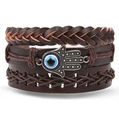 IFMIA Vintage Black Bead Bracelets For Men Fashion Hollow Triangle Leather Bracelet & Bangles Multilayer Wide Wrap Jewelry 2020 - dealskart.com.au