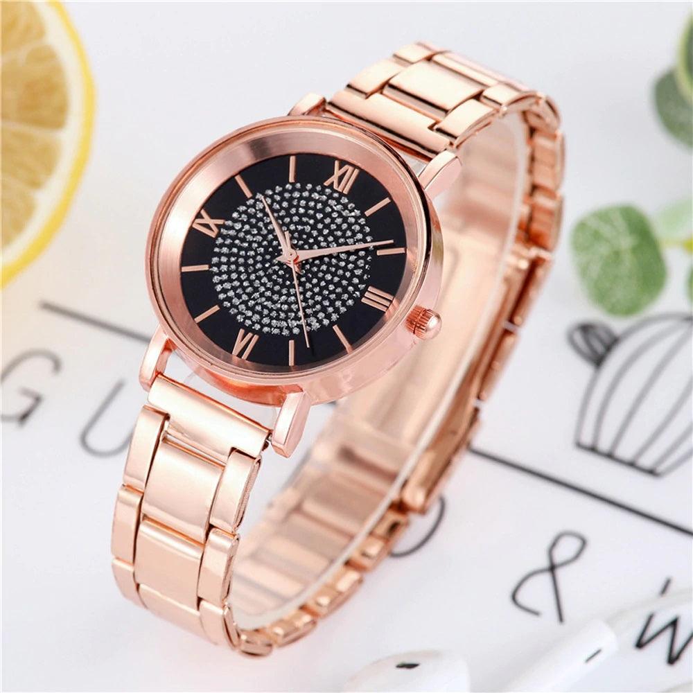 Luxury Women’s Diamond Rose Gold Wristwatch - dealskart.com.au
