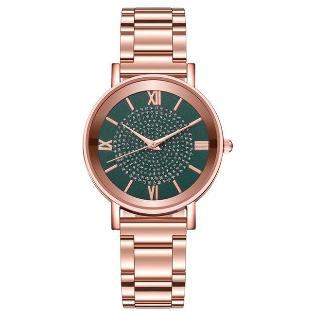 Luxury Women’s Diamond Rose Gold Wristwatch - dealskart.com.au