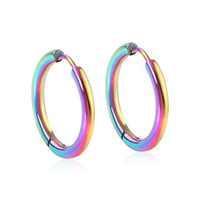 LUXUSTEEL Hoop Earrings Women Gold /Rose Gold/Black Color Round Circle Earring Ear Ring Clip Earrings aretes Mujer - dealskart.com.au