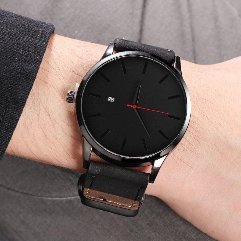 Men’s Quartz Watch for Casual Wear Leather Strap - dealskart.com.au
