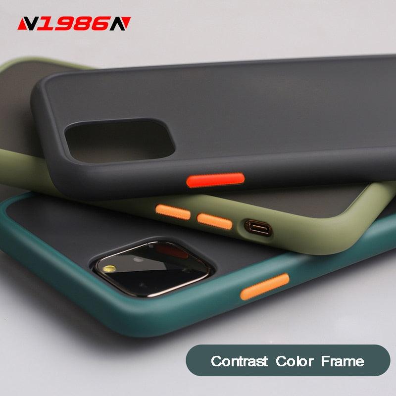 N1986N Phone Case For iPhone 12 mini 12 11 Pro X XR XS Max 7 8 Plus Contrast Color Frame Matte Hard PC Protective For iPhone 11 - dealskart.com.au