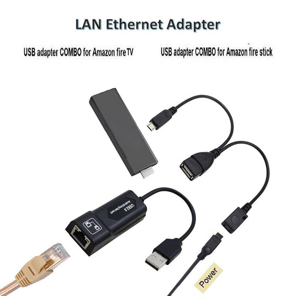 USB 2.0 to RJ-45 and Micro USB Adapter Combo - For Amazon Fire Stick - dealskart.com.au