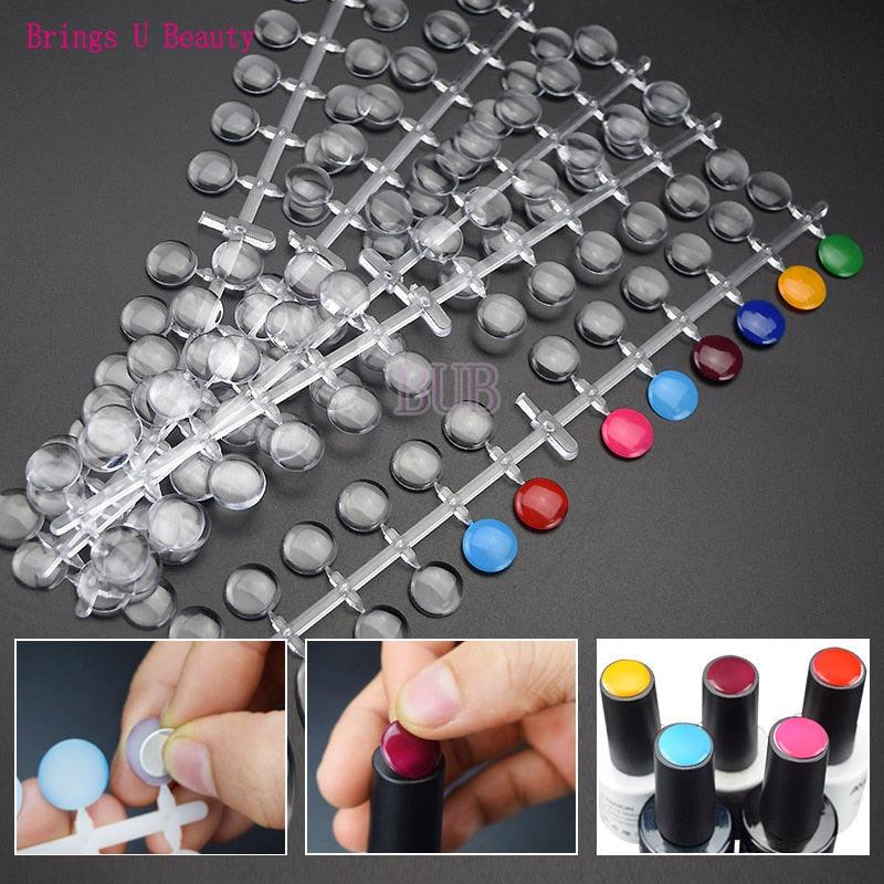 120 Tips / PC Clear Round Nail Tips with Sticker Color Chart Flat Back Display Color Card Chart Nails Art for UV/Gel/Polish - dealskart.com.au