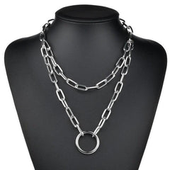 Hip Hop Multi Layers chain necklace with heart lock women/men punk rock padlock pendant necklace emo grunge Goth jewelry - dealskart.com.au