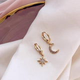 2019 New Arrival Fashion Classic Geometric Women Dangle Earrings Asymmetric Earrings Of Star And Moon Female Korean Jewelry - dealskart.com.au