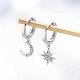 2019 New Arrival Fashion Classic Geometric Women Dangle Earrings Asymmetric Earrings Of Star And Moon Female Korean Jewelry - dealskart.com.au