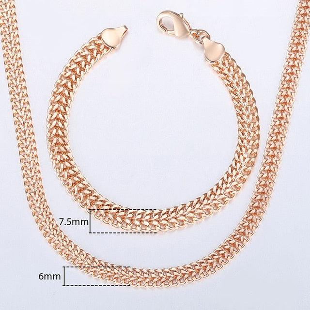 Davieslee Women's Rose Gold Braided Chain Necklace Set - dealskart.com.au