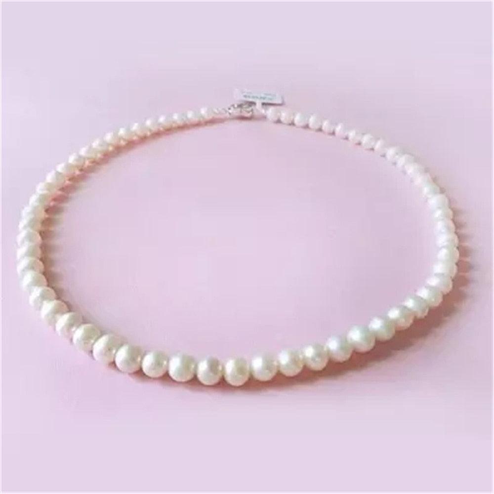 1pc freshwater White South Sea Shell pearl necklace stones Round Beads Flower Clasp for women 8MM pearl jewelry - dealskart.com.au