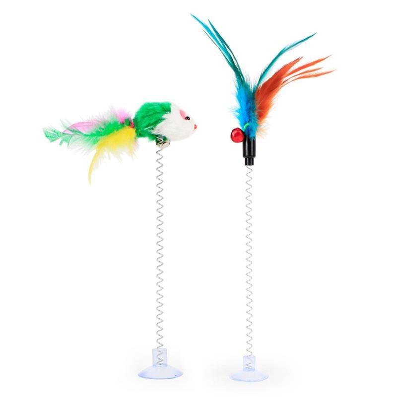 Pet Accessories- Cute Cat Interactive Spring Feather Toy - dealskart.com.au