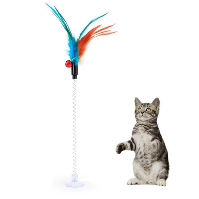 Pet Accessories- Cute Cat Interactive Spring Feather Toy - dealskart.com.au