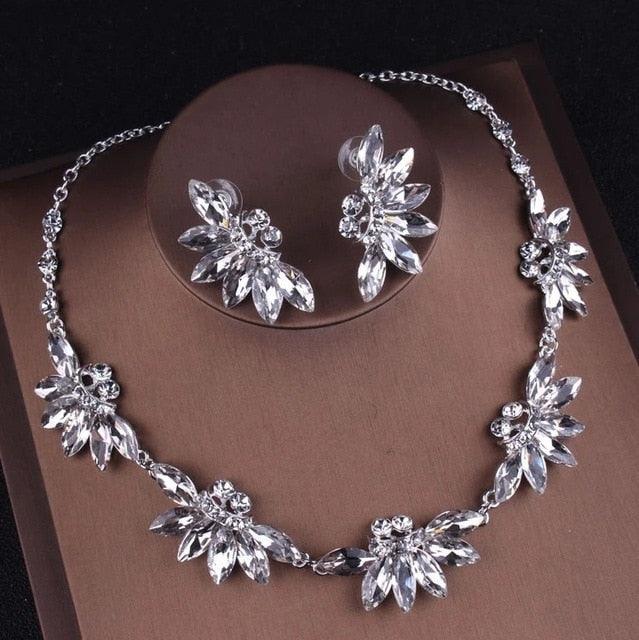 Exquisite Women's Crystal Studded Necklace Set - With Tiara - dealskart.com.au