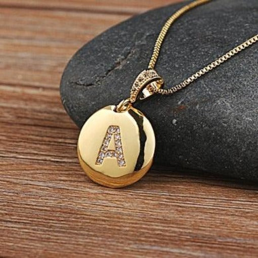 Top Quality Gold Initial Letter Necklace - CZ Charm Pendants for Women and Girls - dealskart.com.au