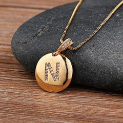 Top Quality Gold Initial Letter Necklace - CZ Charm Pendants for Women and Girls - dealskart.com.au