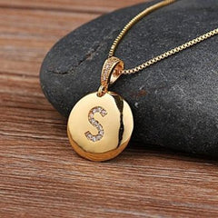 Top Quality Gold Initial Letter Necklace - CZ Charm Pendants for Women and Girls - dealskart.com.au