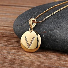 Top Quality Gold Initial Letter Necklace - CZ Charm Pendants for Women and Girls - dealskart.com.au