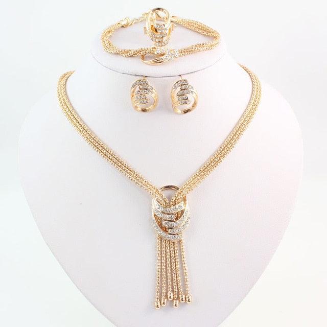 Carol Jewelry Women's Gold Finished Necklace Set - Multi Rope - dealskart.com.au