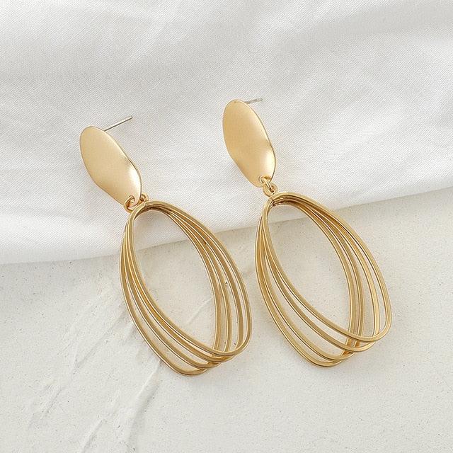 AENSOA Fashion Metal Statement Earrings 2020 Gold Color Geometric Earrings For Women Hanging Dangle Earring Earring Jewelry - dealskart.com.au