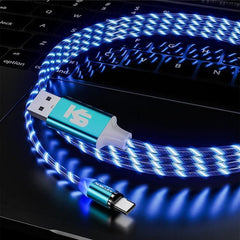 KEYSION Magnetic Cable Flowing Light LED Micro USB Cable for Samsung Type C Charging for Xiaomi for iPhone Magnet Charger Cord - dealskart.com.au