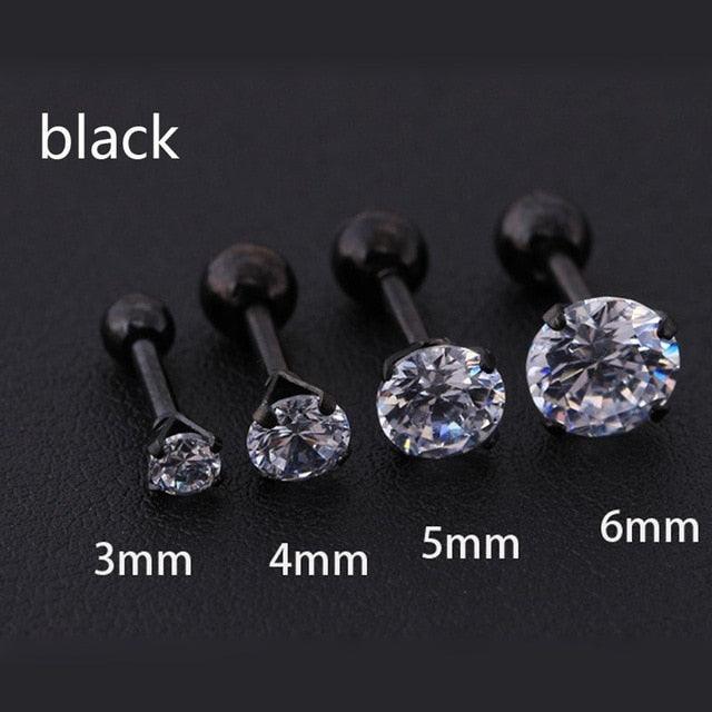 1 pcs/bag Size 3/4/5/6mm 4 Colors Medical titanium needle True zircon Ear Studs Boys and girls Earrings For DIY Party Earrings - dealskart.com.au