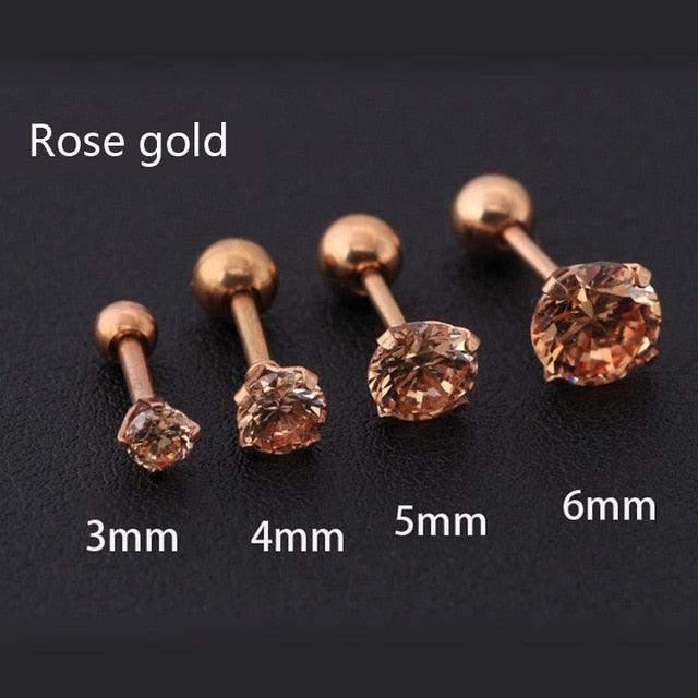 1 pcs/bag Size 3/4/5/6mm 4 Colors Medical titanium needle True zircon Ear Studs Boys and girls Earrings For DIY Party Earrings - dealskart.com.au