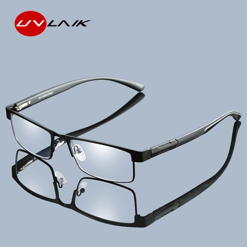 UVLAIK Men Titanium alloy Reading Glasses Non spherical 12 Layer Coated Retro Business Hyperopia Prescription Eyeglasses - dealskart.com.au