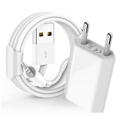 USB Charging Cable EU Wall Charger for iPhone | Compatible with iPhone 7, 8 Plus, 6, 6S Plus, X, XR, XS Max, 11 Pro Max, 5, 5S, SE | USB Data Cables - dealskart.com.au