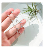 OBEAR Silver Plated Crystal Leaf Tassel Drop Earrings For Women Wedding Fashion Jewelry Gift - dealskart.com.au
