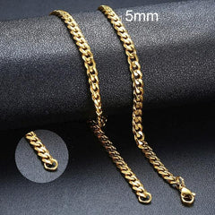 Vnox Basic Punk Stainless Steel Necklace for Men Women Curb Cuban Link Chain Chokers Vintage Black Gold Tone Solid Metal - dealskart.com.au